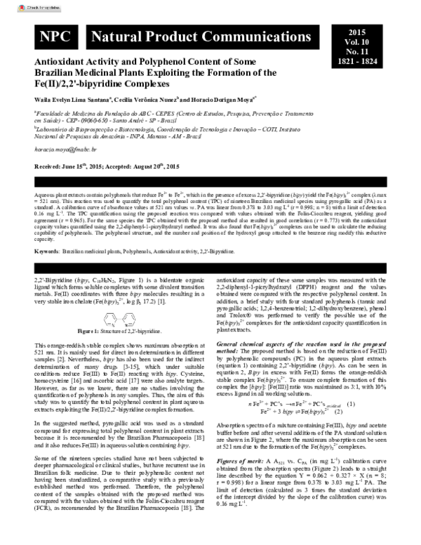 (PDF) Antioxidant Activity and Polyphenol Content of Some Brazilian ...