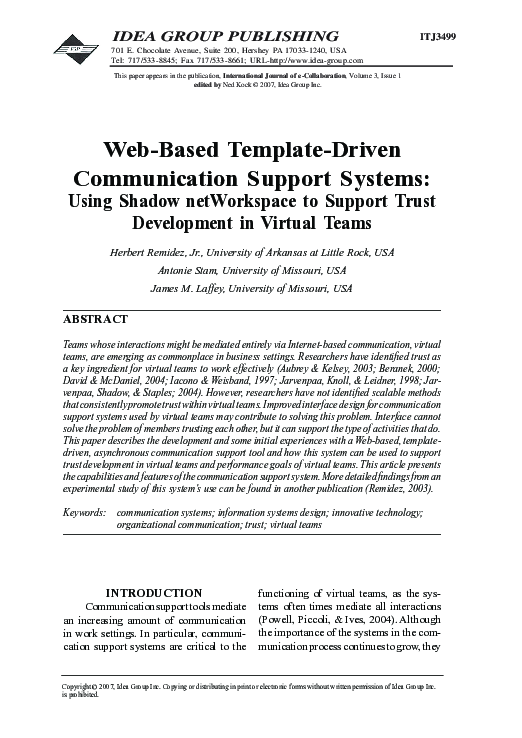 (PDF) Web-Based Template-Driven Communication Support Systems