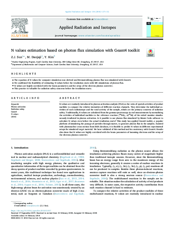 (PDF) N values estimation based on photon flux simulation with Geant4 ...