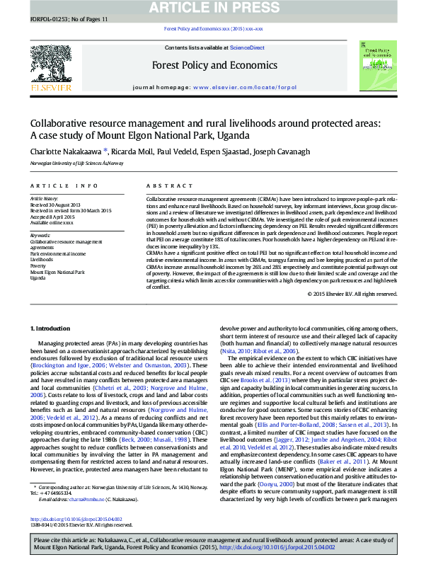 (PDF) Collaborative resource management and rural livelihoods around ...