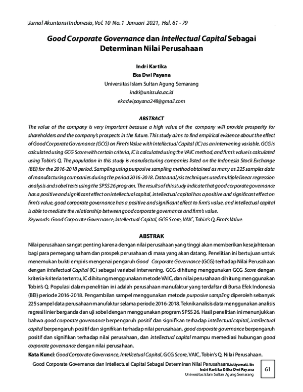 (PDF) Good Corporate Governance dan Intellectual Capital sebagai ...