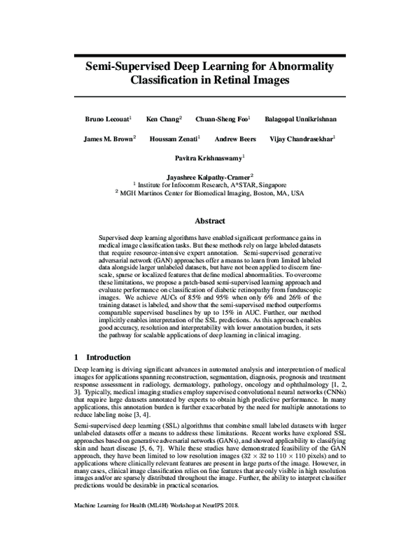 (PDF) Semi-Supervised Deep Learning for Abnormality Classification in ...