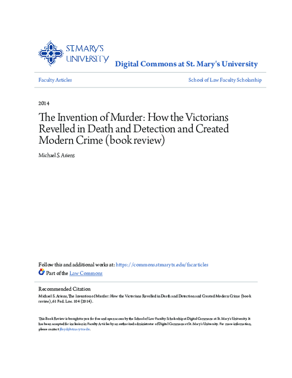 (PDF) The Invention of Murder: How the Victorians Revelled in Death and ...