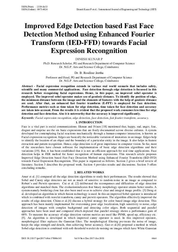 (PDF) Improved Edge Detection based Fast Face Detection Method using ...