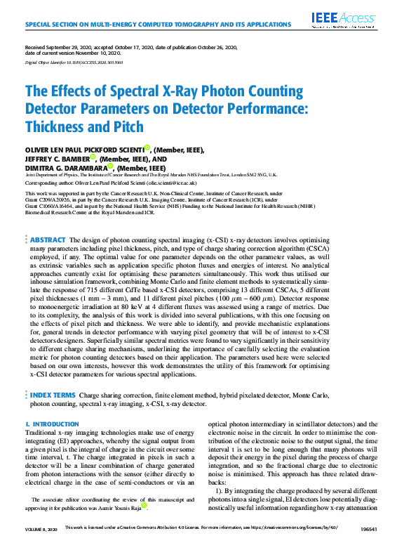 (PDF) The Effects of Spectral X-Ray Photon Counting Detector Parameters ...