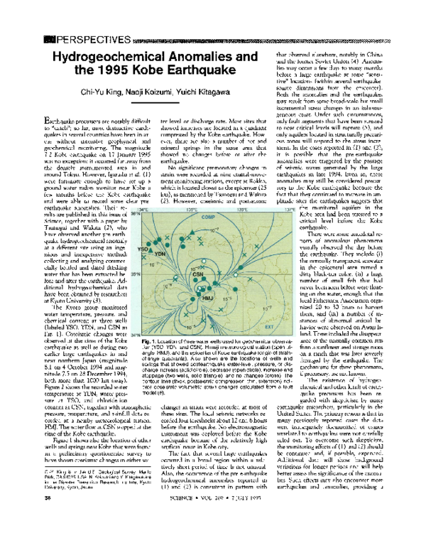 (PDF) Hydrogeochemical Anomalies and the 1995 Kobe Earthquake