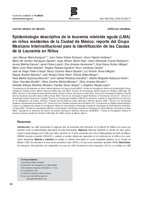 (PDF) [Descriptive epidemiology of children with acute myeloid leukemia ...