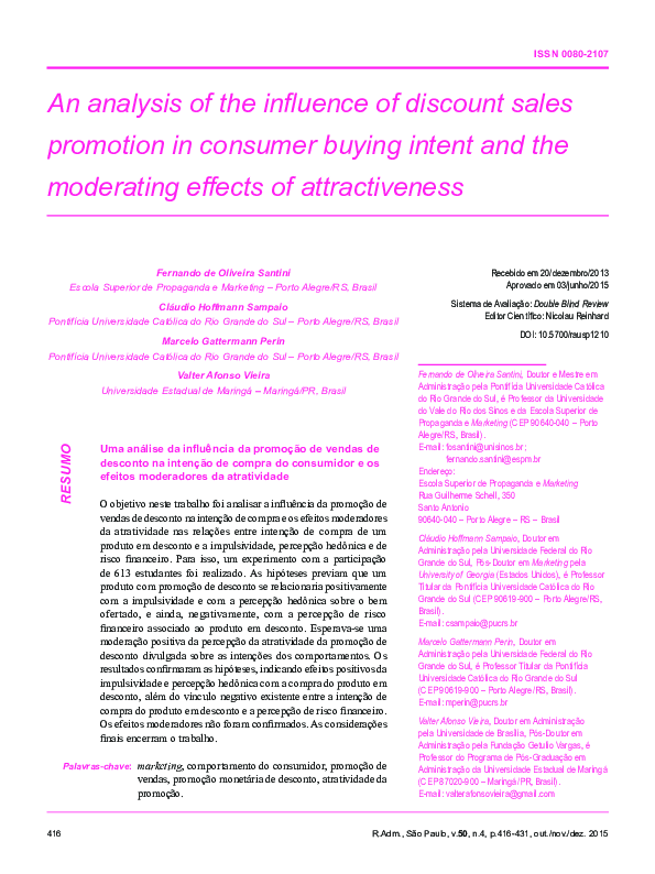 (PDF) An analysis of the influence of discount sales promotion in ...