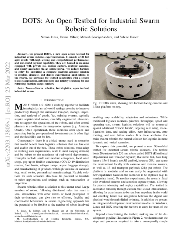 (PDF) DOTS: An Open Testbed for Industrial Swarm Robotic Solutions