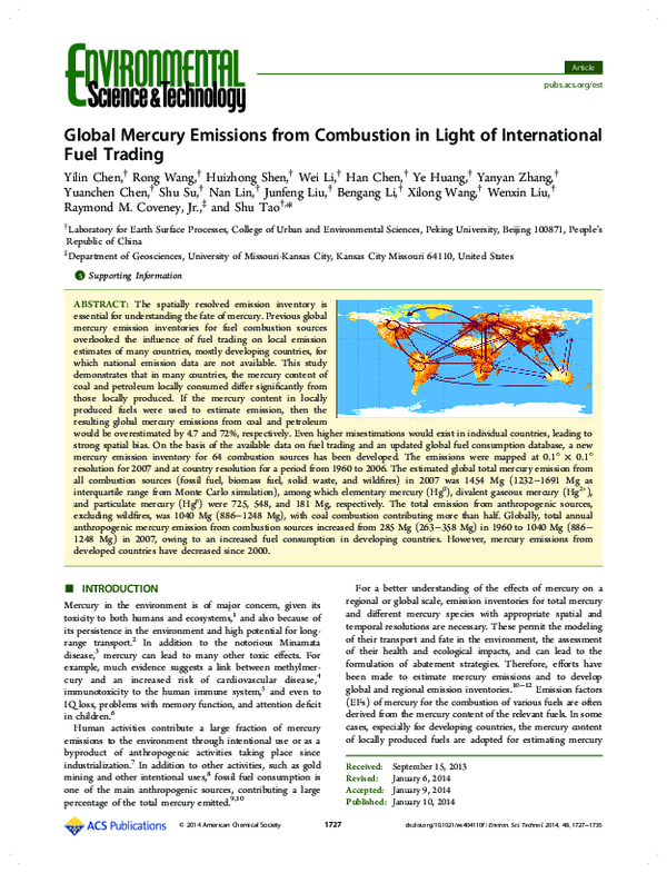 (PDF) Global Mercury Emissions from Combustion in Light of ...