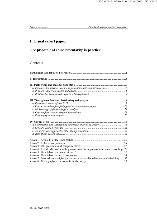 (PDF) Informal expert paper: The principle of complementarity in practice