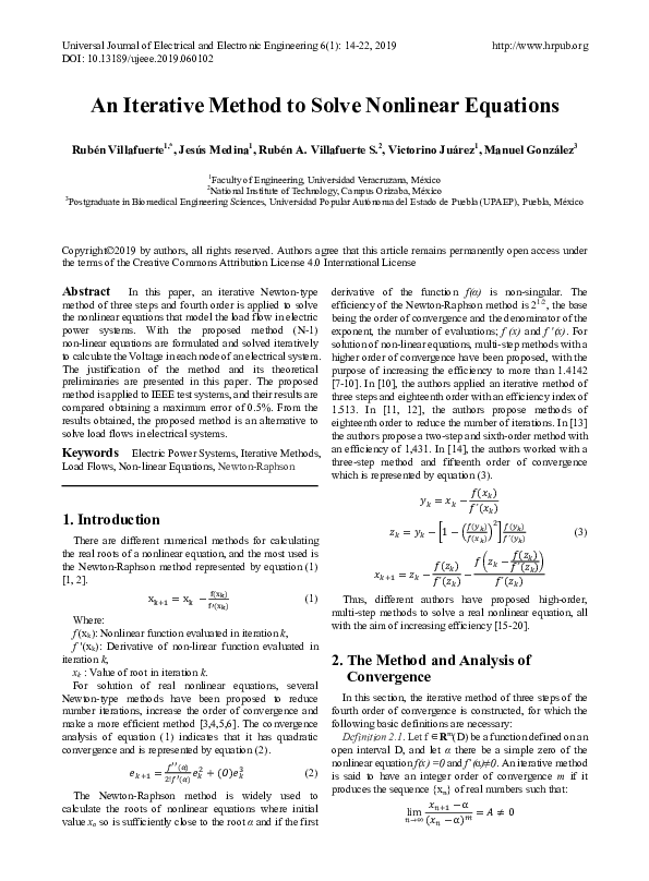(PDF) An Iterative Method to Solve Nonlinear Equations