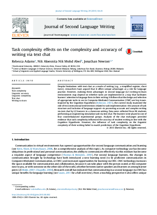 (PDF) Task complexity effects on the complexity and accuracy of writing ...