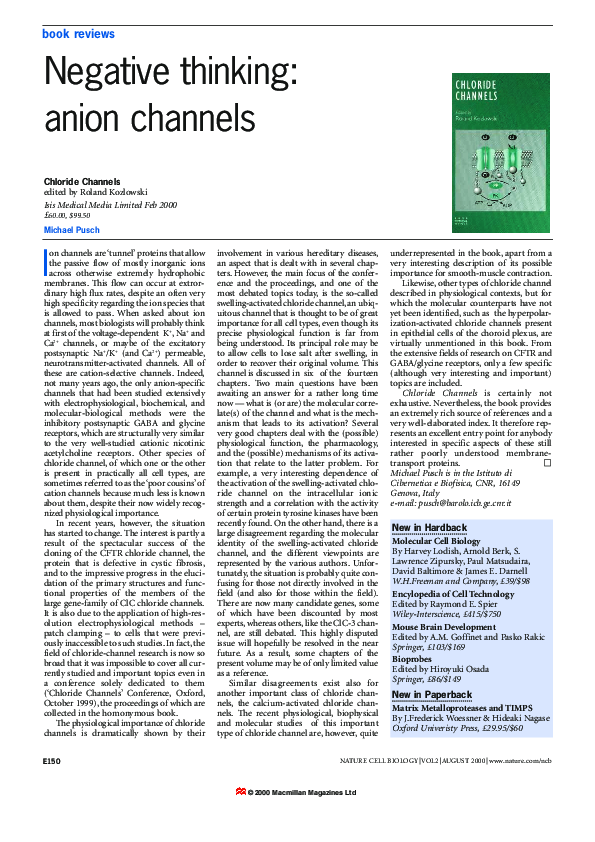 (PDF) Negative thinking: anion channels claim their rights