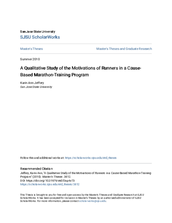 (PDF) A Qualitative Study of the Motivations of Runners in a Cause ...