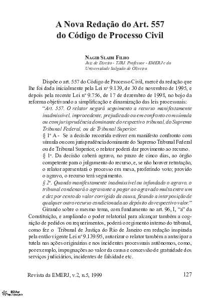 (PDF) A nova redação do art. 557 do Código de Processo Civil
