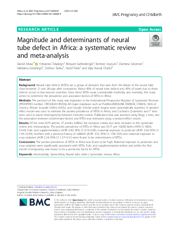 (PDF) Magnitude and determinants of neural tube defect in Africa: a ...