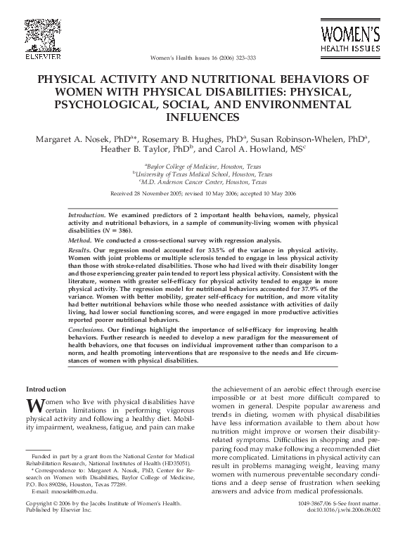 (PDF) Physical activity and nutritional behaviors of women with ...