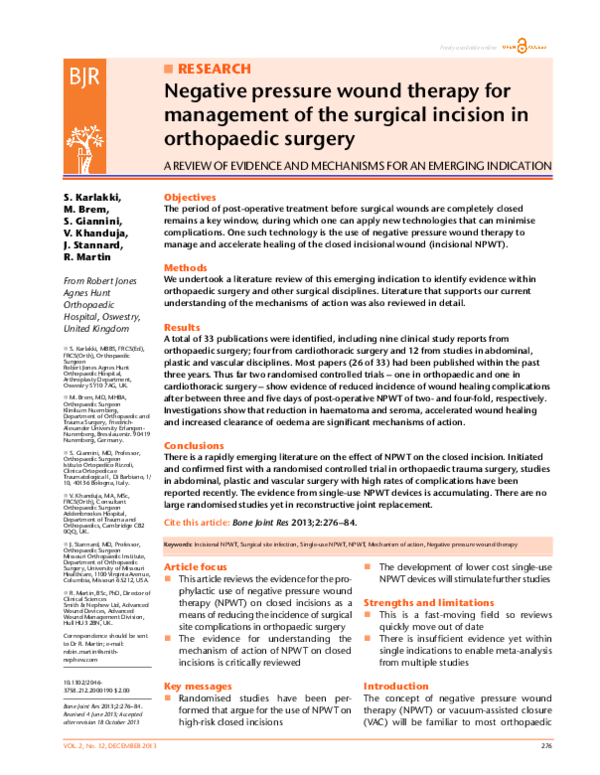 (PDF) Negative pressure wound therapy for management of the surgical ...