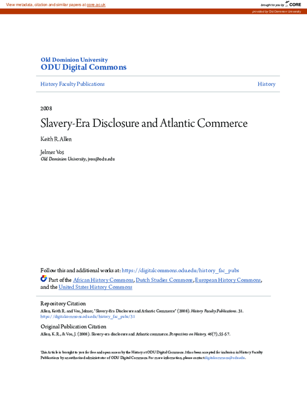 (PDF) Slavery-era disclosure and Atlantic commerce