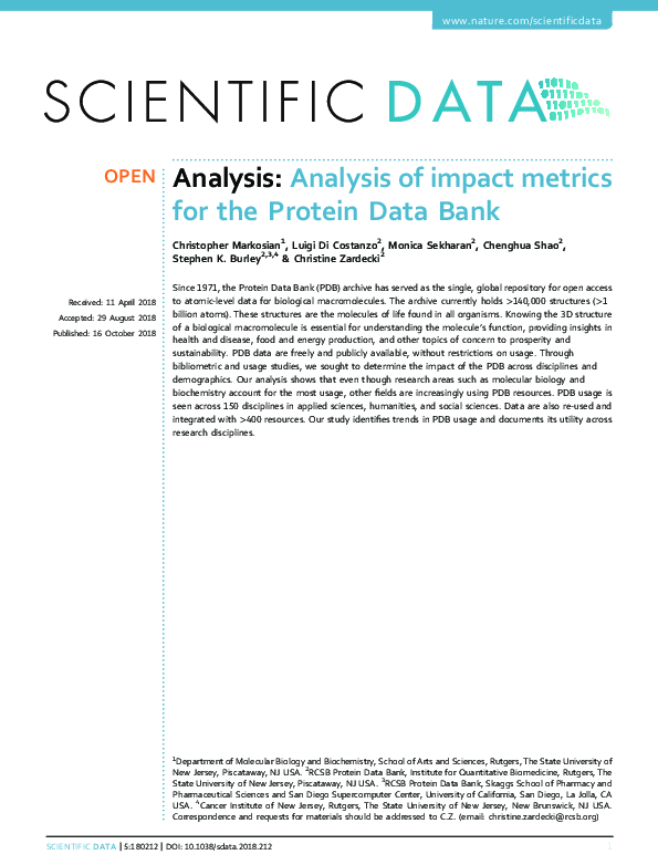 (PDF) Analysis of impact metrics for the Protein Data Bank
