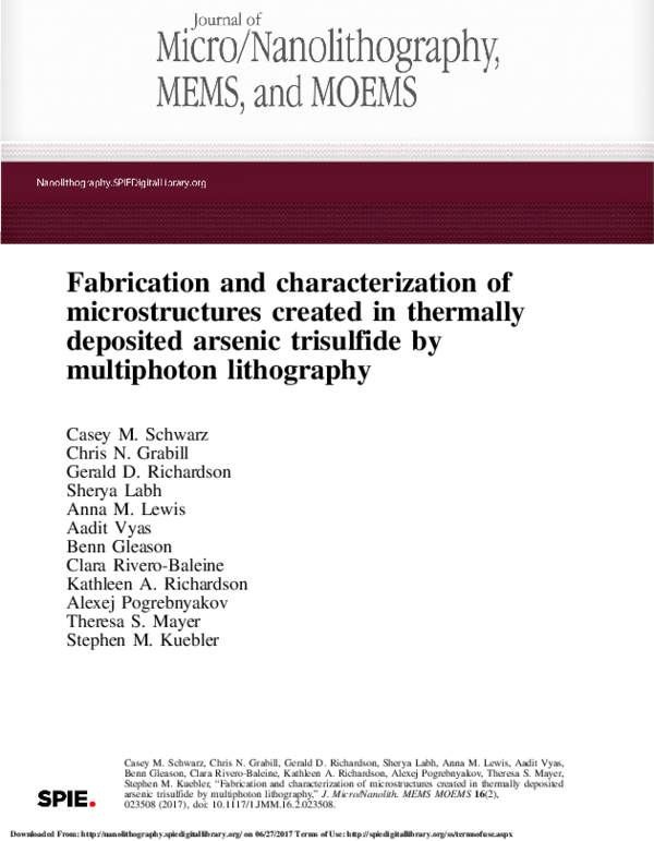 (PDF) Fabrication and characterization of microstructures created in ...