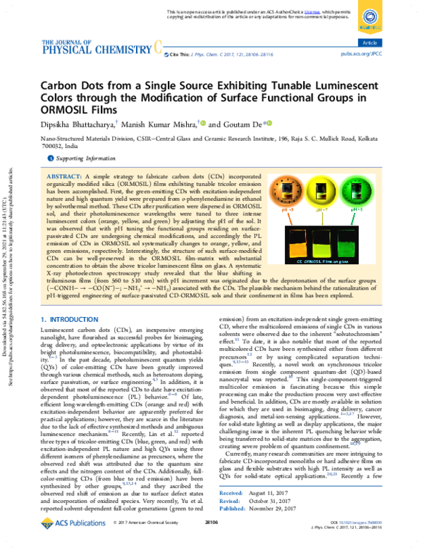 (PDF) Carbon Dots from a Single Source Exhibiting Tunable Luminescent ...