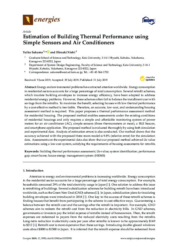 Picture Idea: Pdf Estimation Of Building Thermal Performance Using Simple Sensors
