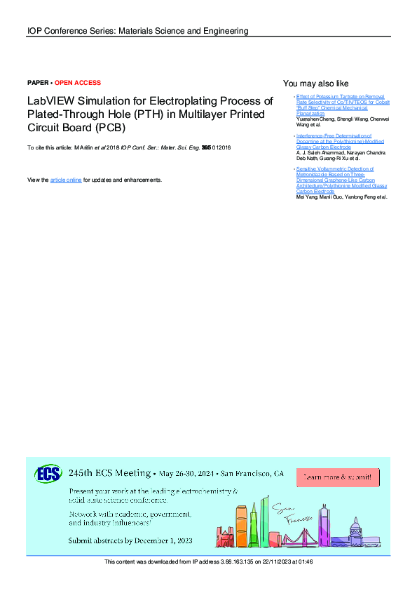 (PDF) LabVIEW Simulation for Electroplating Process of Plated-Through ...
