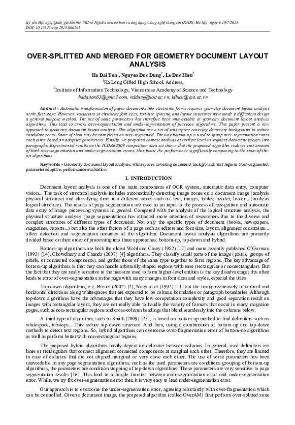 (PDF) Over-Splitted and Merged for Geometry Document Layout Analysis