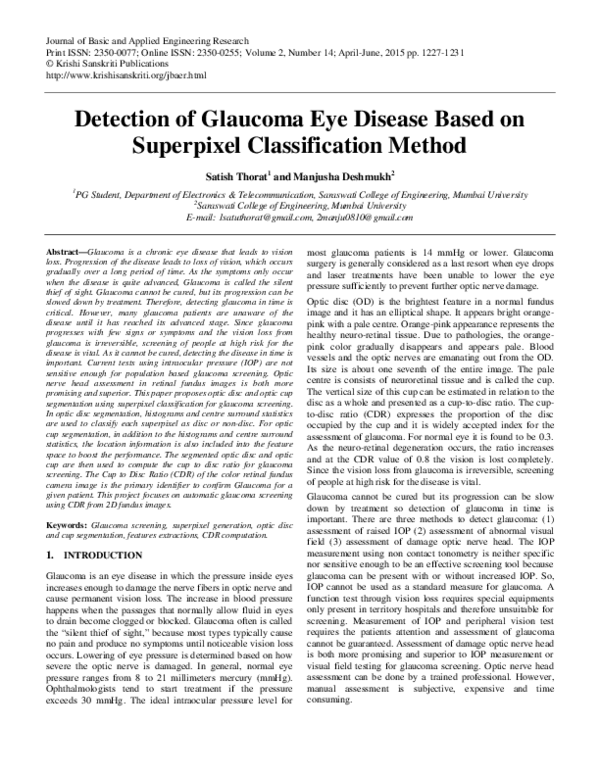 (PDF) Detection of Glaucoma Eye Disease Based on Superpixel ...
