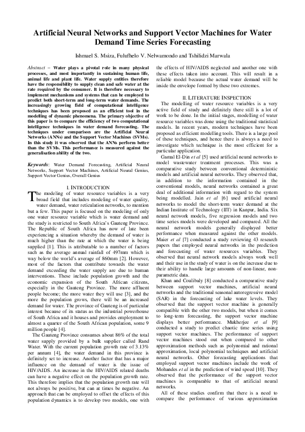 (PDF) Artificial Neural Networks and Support Vector Machines for Water ...