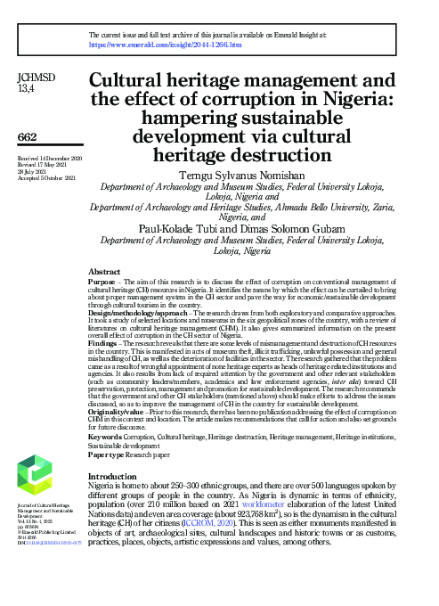 (PDF) Cultural heritage management and the effect of corruption in ...