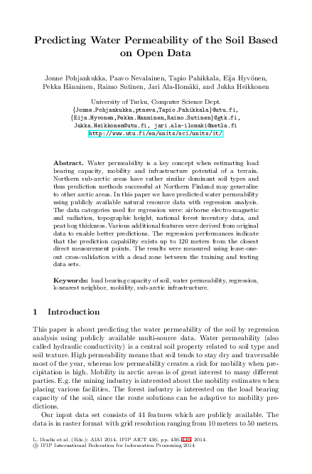 (PDF) Predicting Water Permeability of the Soil Based on Open Data