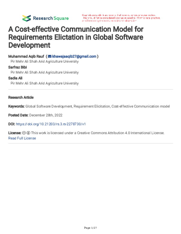 (PDF) A Cost-effective Communication Model for Requirements Elictation ...