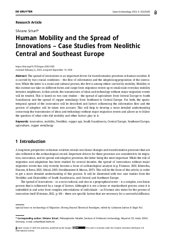 (PDF) Human Mobility and the Spread of Innovations – Case Studies from ...
