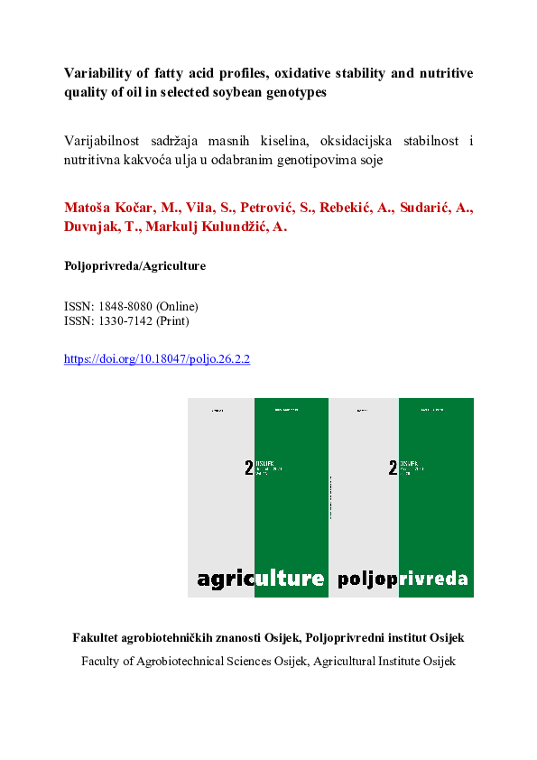 (PDF) Variability of Fatty Acid Profiles, Oxidative Stability and ...