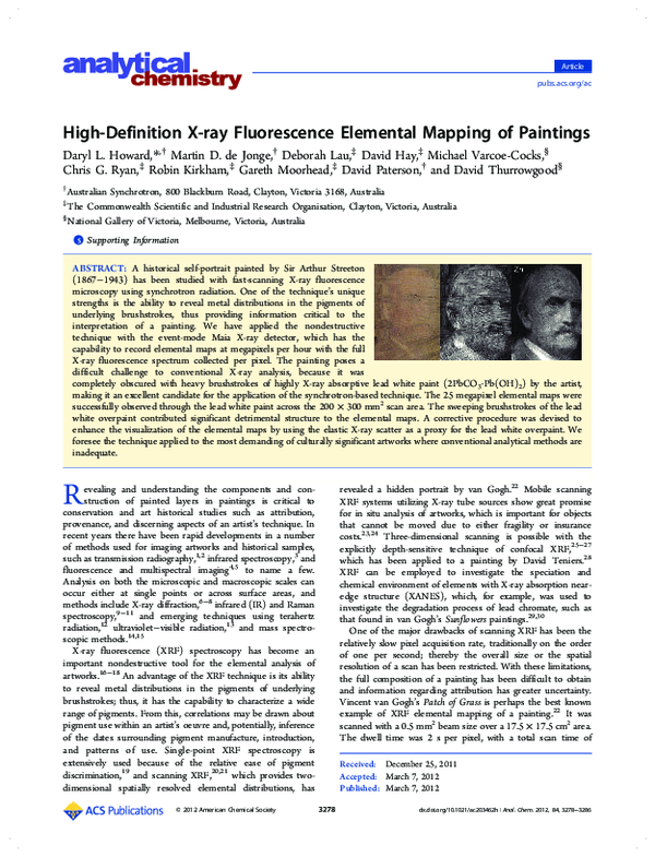 (PDF) High-Definition X-rayFluorescence Elemental Mappingof Paintings