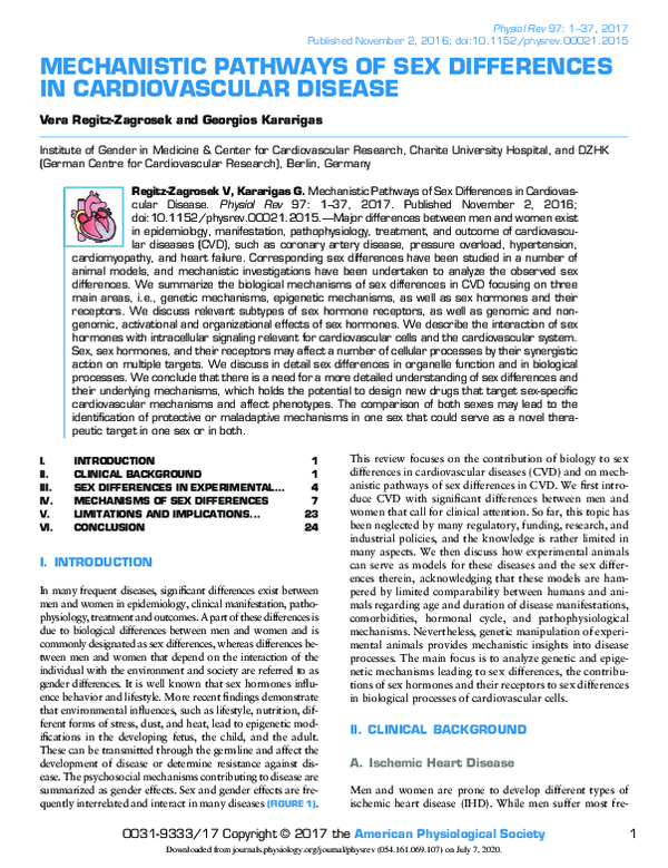 (PDF) Mechanistic Pathways of Sex Differences in Cardiovascular Disease