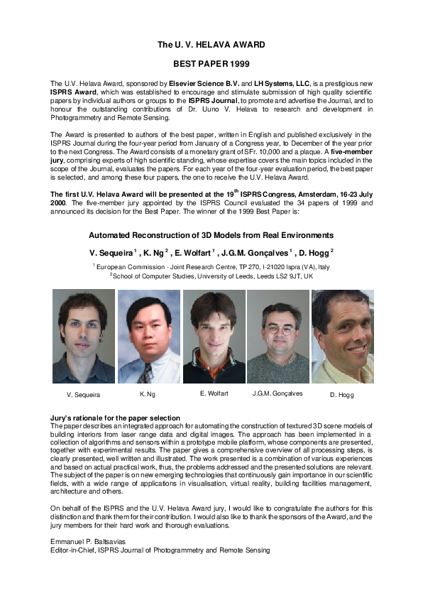 (PDF) Automated reconstruction of 3D models from real environments