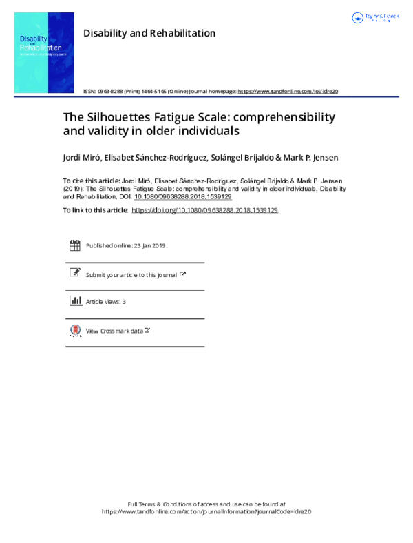 (PDF) The Silhouettes Fatigue Scale: comprehensibility and validity in ...