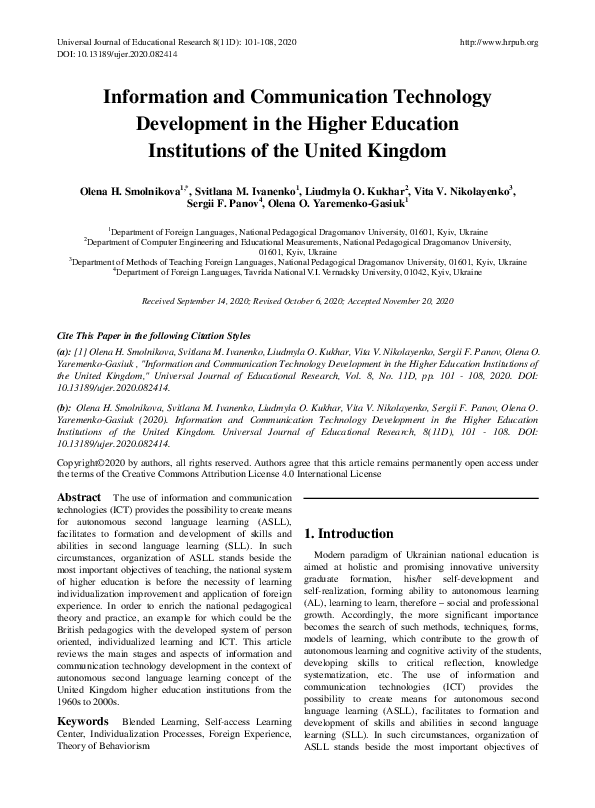 (PDF) Information and Communication Technology Development in the ...