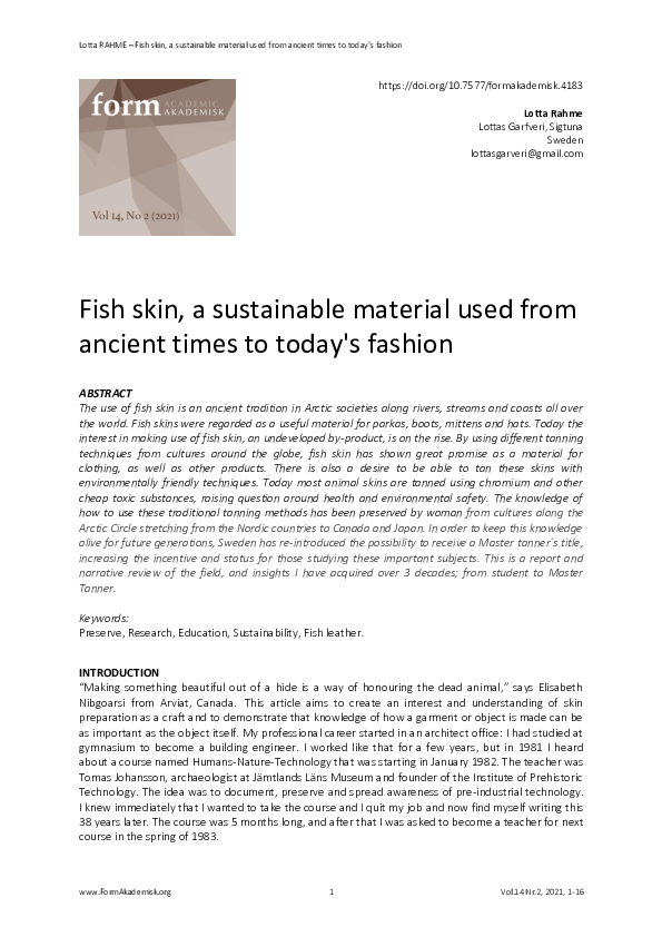 (PDF) Fish skin, a sustainable material used from ancient times to ...