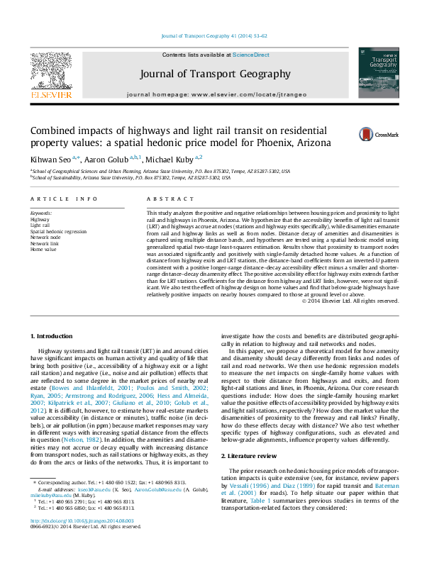 (PDF) Combined impacts of highways and light rail transit on ...