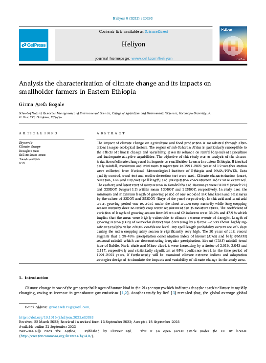(PDF) Analysis the characterization of climate change and its impacts ...