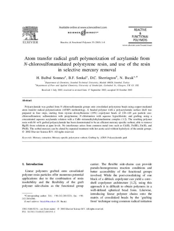 (PDF) Atom transfer radical graft polymerization of acrylamide from N ...