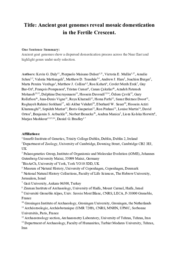 (PDF) Ancient goat genomes reveal mosaic domestication in the Fertile ...