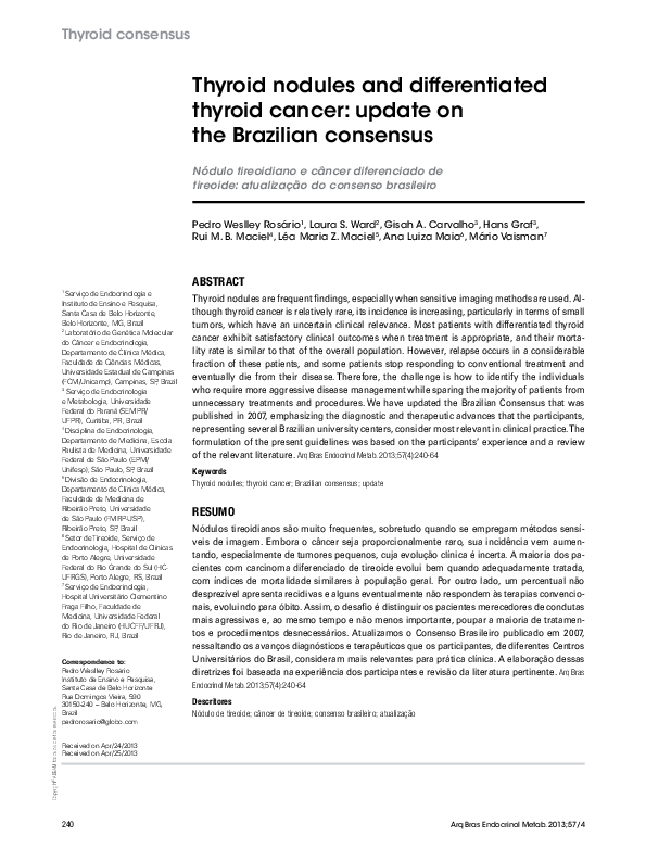 (PDF) Thyroid nodules and differentiated thyroid cancer: update on the ...