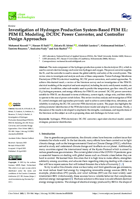 (PDF) Investigation of Hydrogen Production System-Based PEM EL: PEM EL ...
