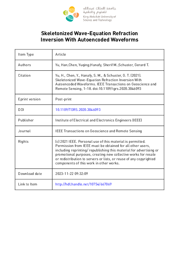 (PDF) Skeletonized Wave-Equation Refraction Inversion With Autoencoded ...